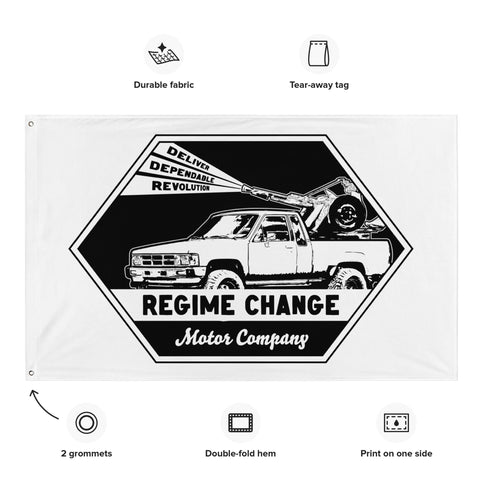 Regime Change Motor Co. Flag (White)