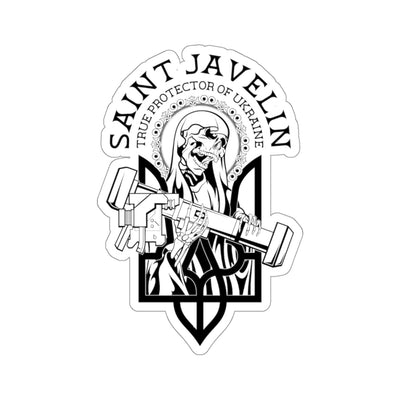 Ukraine Saint Javelin Sticker (Black/White)